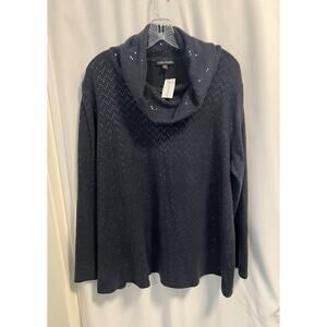 Lane Bryant | Shimmer Embellished Cowlneck Sweater Navy Womens Plus Size 18 / 20
